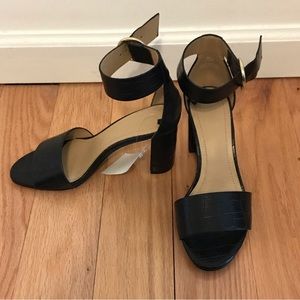 Brand new faux croc black block heels